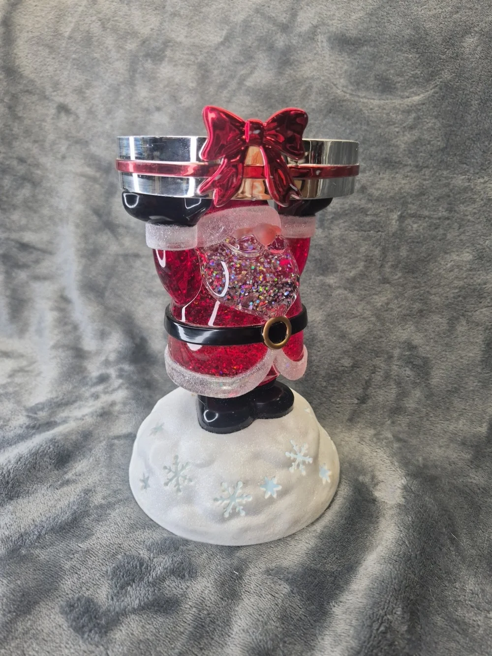 Bath & Body Works Christmas Santa Water Globe 3-Wick Candle Holder
